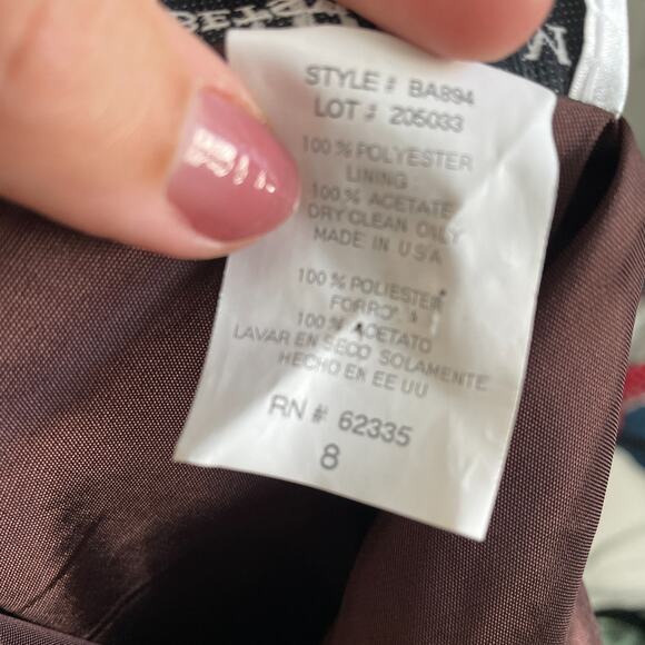 Vintage 90s Y2K Betsy & Adam Dress Women 8 Satin Halter Neck Prom Fishtail Brown - Picture 10 of 12